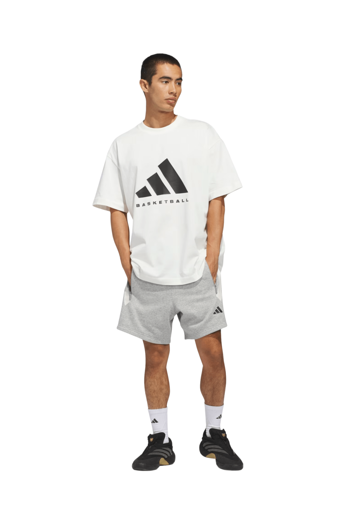 Camiseta Adidas Basketball Off - White/Preto - NewSkull