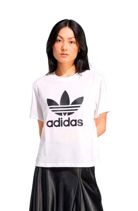 Camiseta Adidas Boxy Adicolor Trefoil Branco - NewSkull