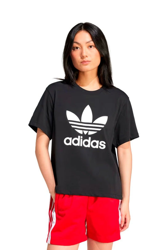 Camiseta Adidas Boxy Adicolor Trefoil Preto - NewSkull