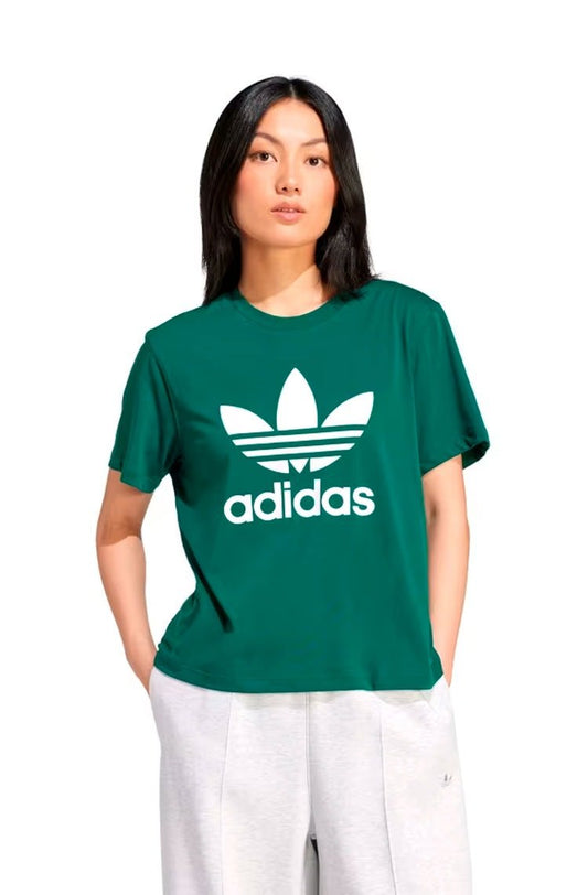 Camiseta Adidas Boxy Adicolor Trefoil Verde - NewSkull