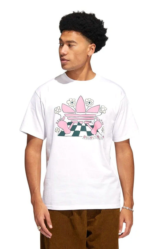 Camiseta Adidas Cartoon Trefoil Branco/Rosa - NewSkull