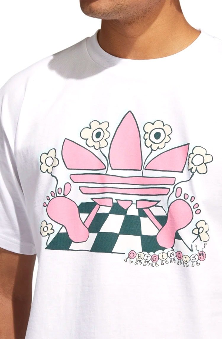Camiseta Adidas Cartoon Trefoil Branco/Rosa - NewSkull