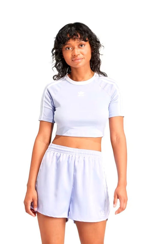Camiseta Adidas Cropped 3 - stripes Lilás - NewSkull