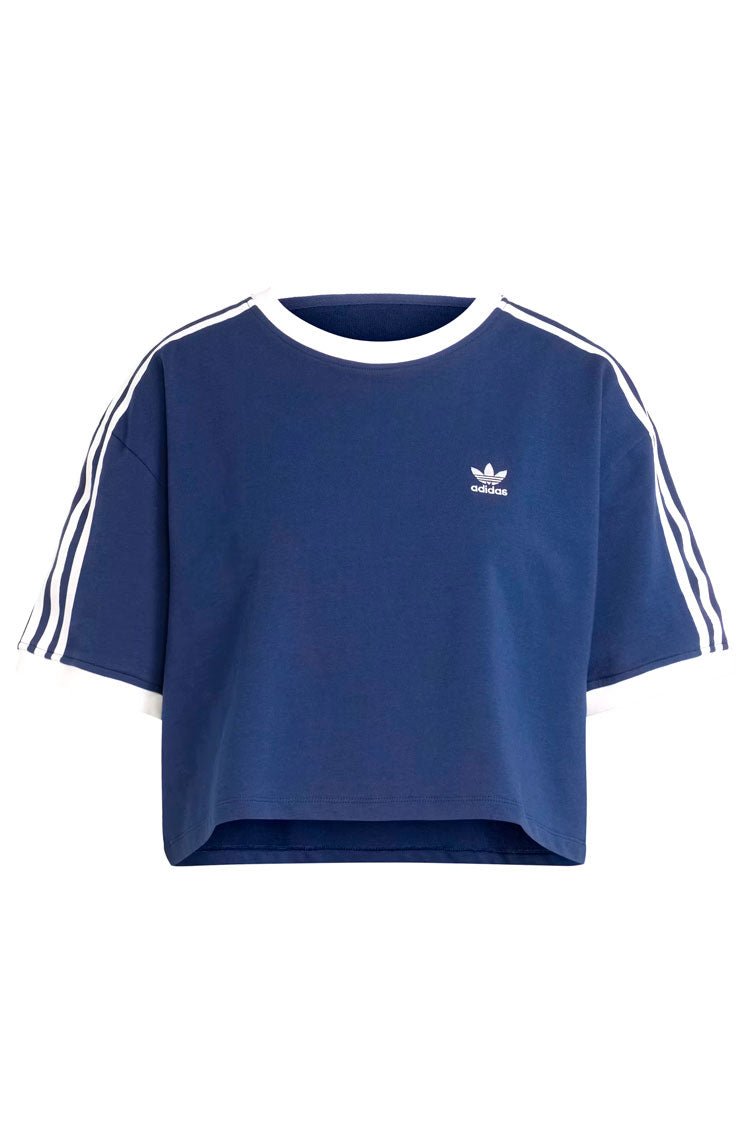 Camiseta Adidas Cropped Adicolor 3 - stripes Azul Marinho/Branco - NewSkull