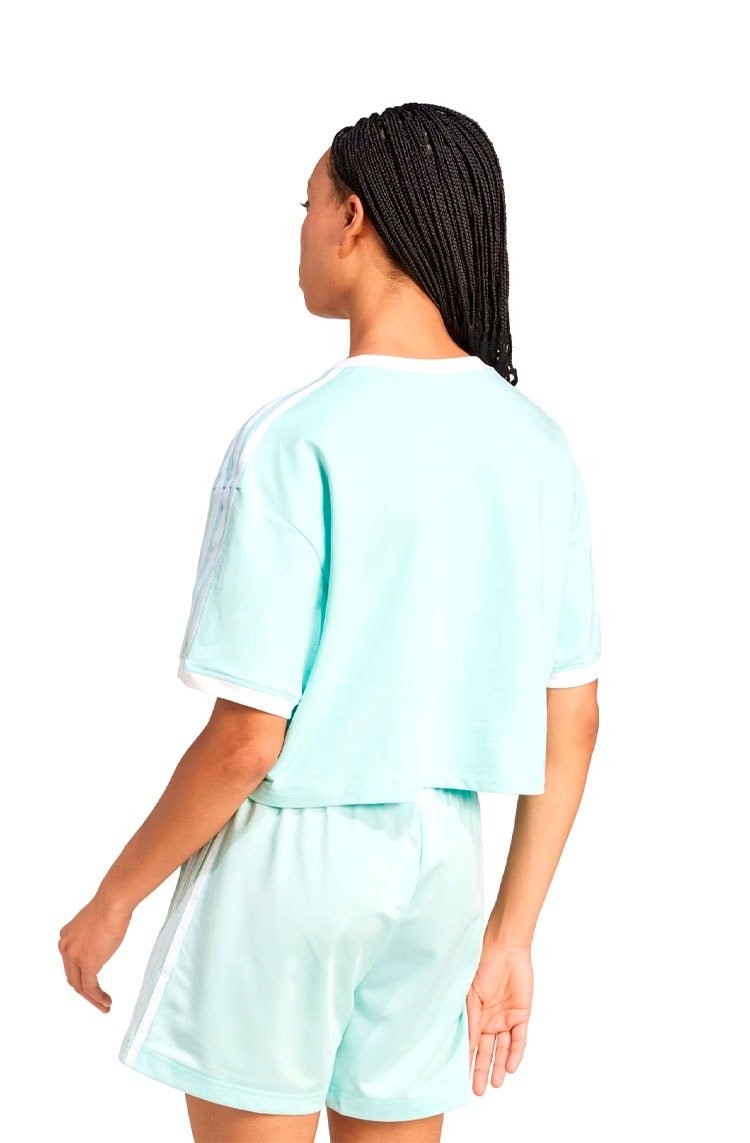 Camiseta Adidas Cropped Adicolor 3 - stripes Verde Água - NewSkull