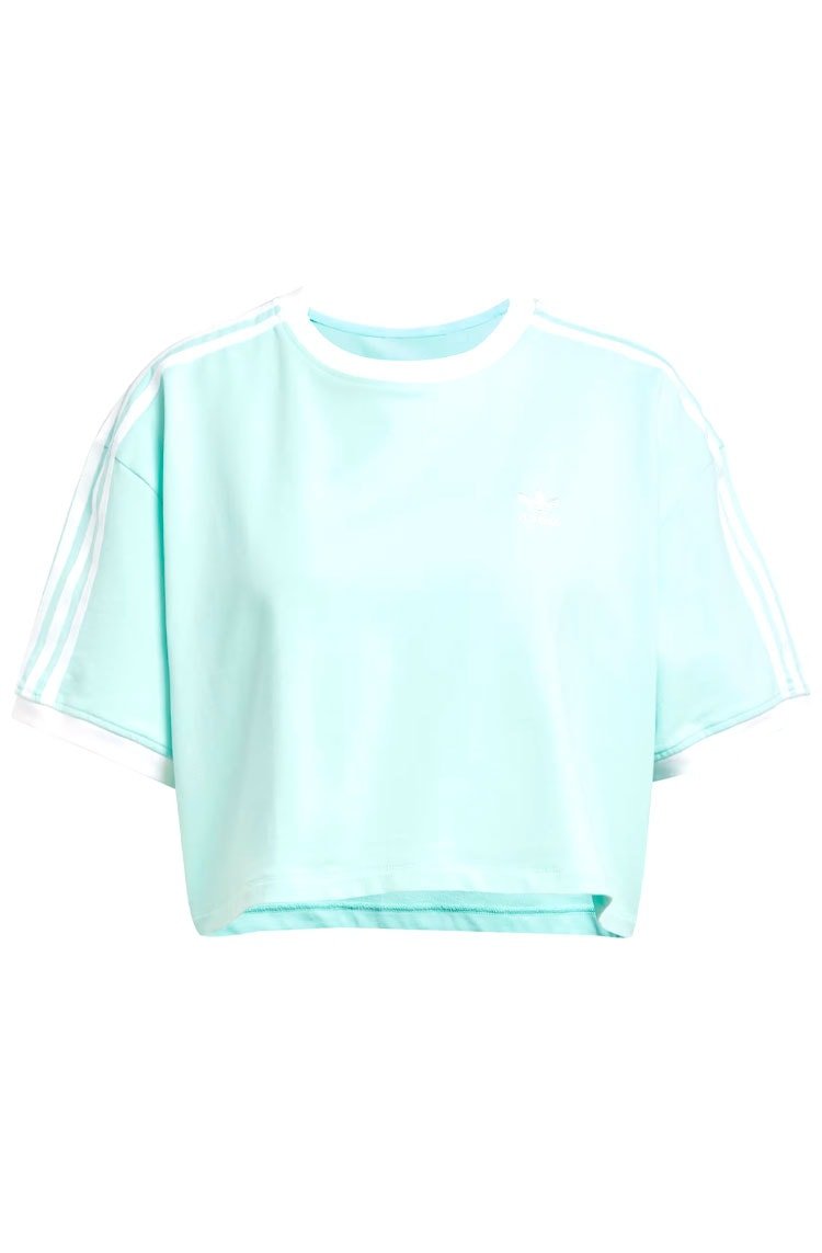Camiseta Adidas Cropped Adicolor 3 - stripes Verde Água - NewSkull