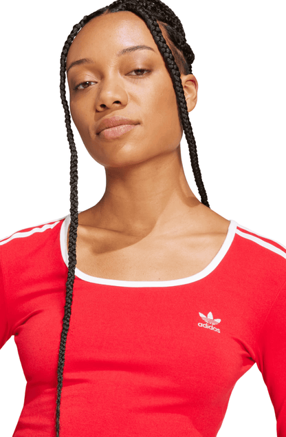 Camiseta Adidas Cropped Adicolor 3 - stripes Vermelho/Branco - NewSkull
