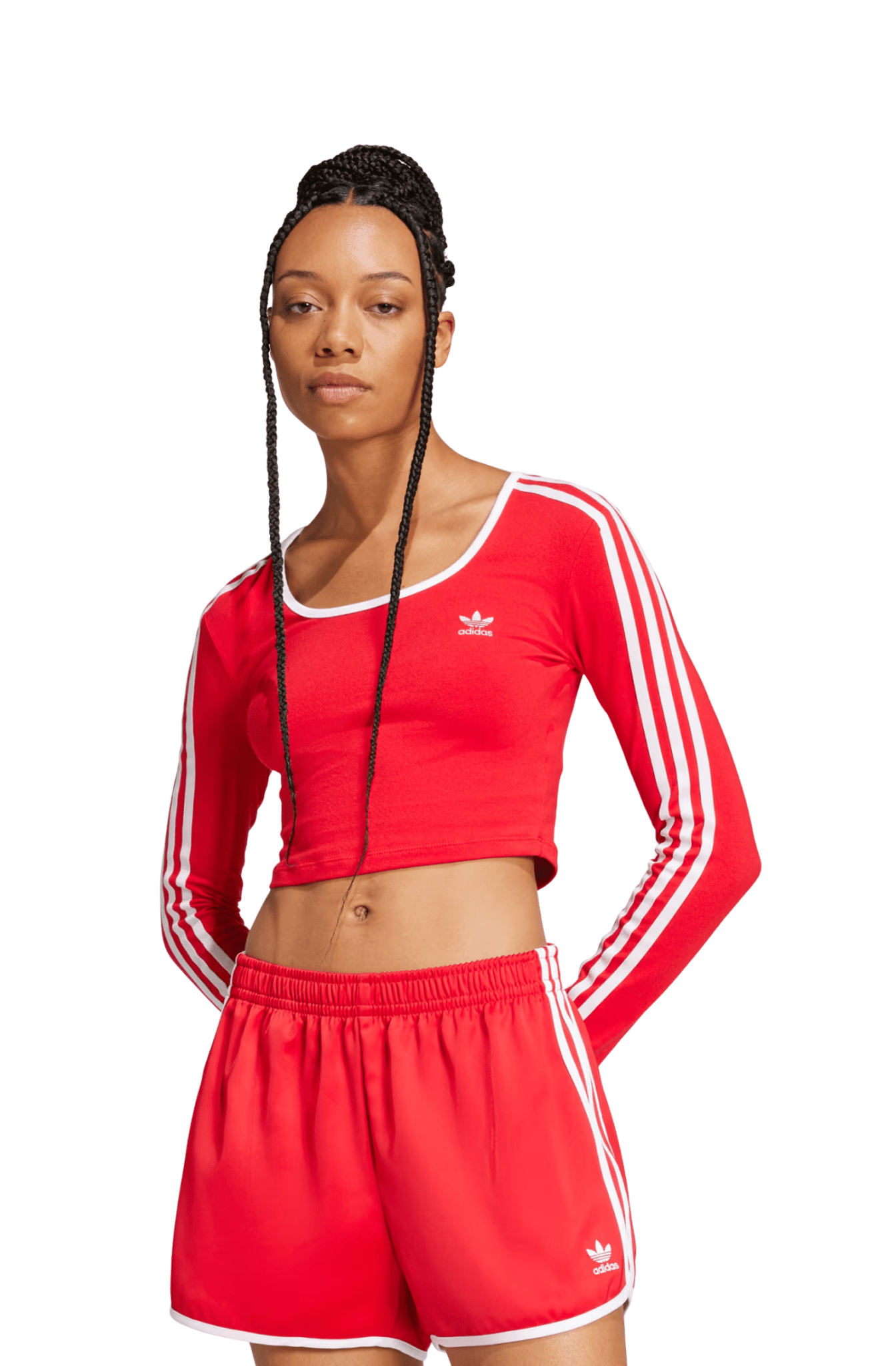 Camiseta Adidas Cropped Adicolor 3 - stripes Vermelho/Branco - NewSkull