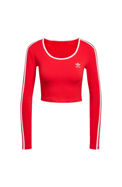 Camiseta Adidas Cropped Adicolor 3 - stripes Vermelho/Branco - NewSkull