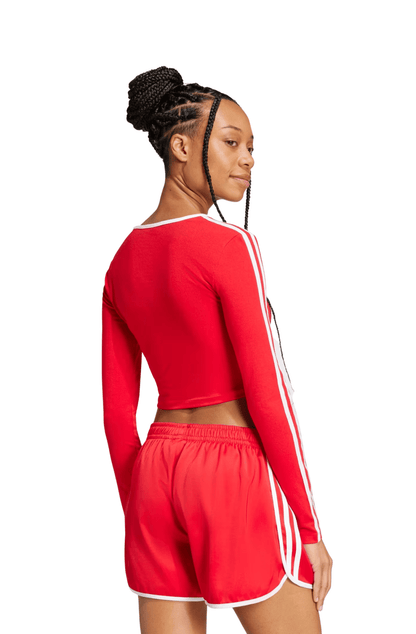 Camiseta Adidas Cropped Adicolor 3 - stripes Vermelho/Branco - NewSkull