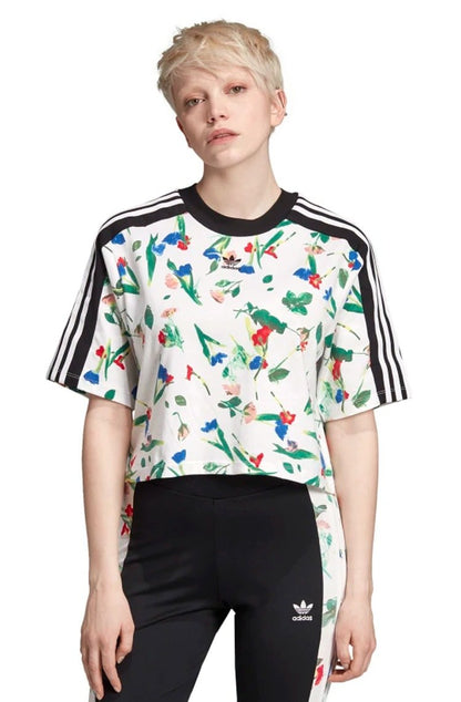 Camiseta ADIDAS Cropped Allover Print Feminino Branca/Floral - NewSkull