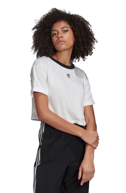 Camiseta ADIDAS Cropped Trefoil Branca/Preta - NewSkull