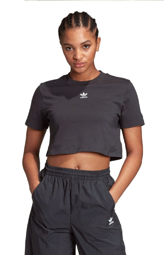 Camiseta ADIDAS Cropped Trefoil Essential Preta/Branca - NewSkull