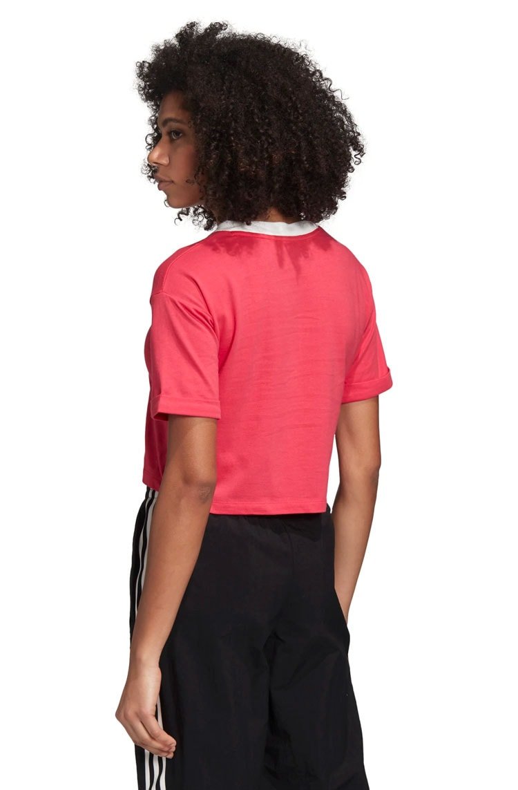 Camiseta ADIDAS Cropped Trefoil Rosa/Branca - NewSkull