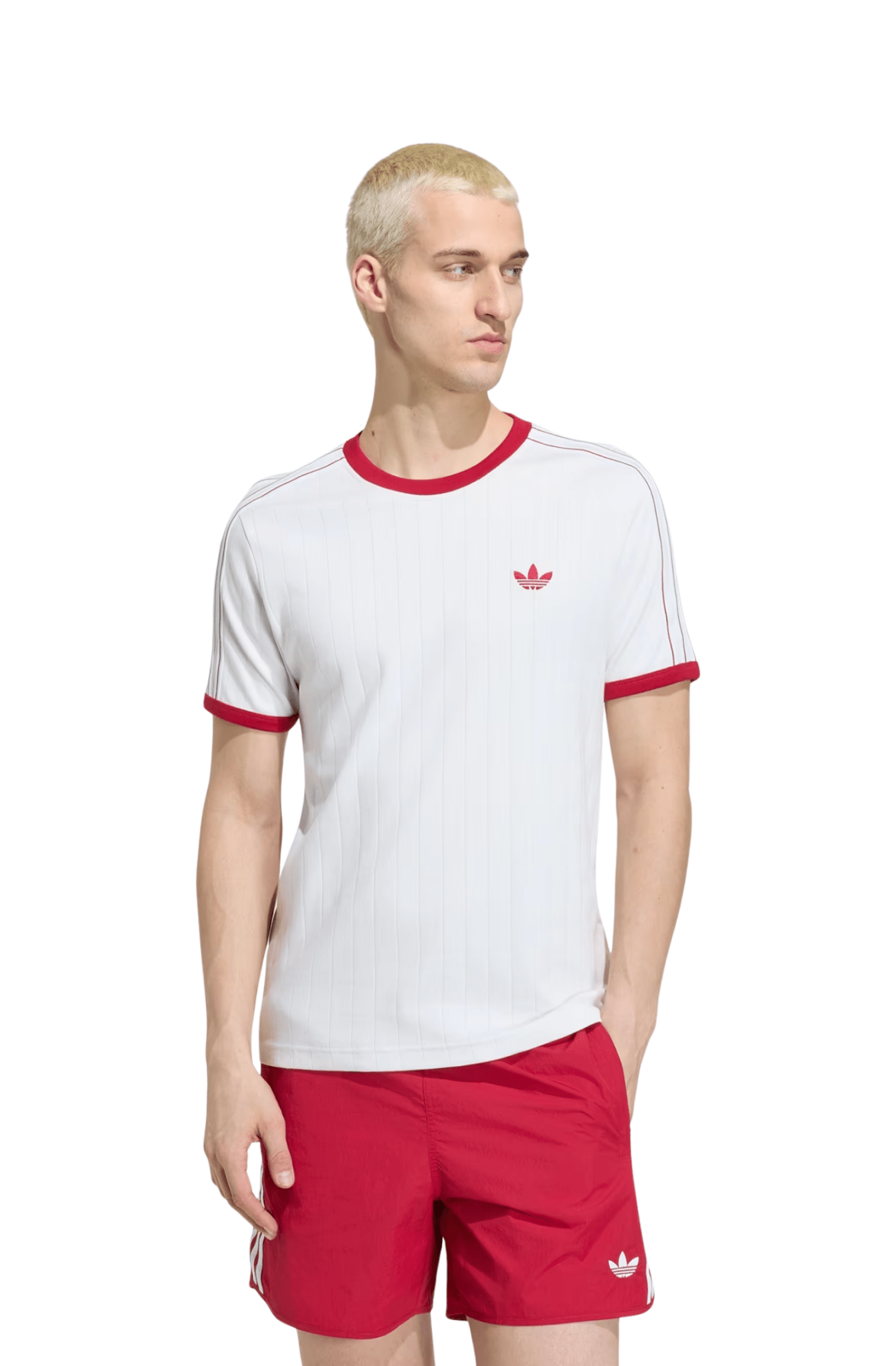 Camiseta Adidas Drop Needle 3-Stripes Branco/Vermelho - NewSkull