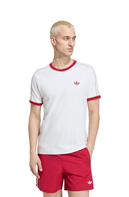 Camiseta Adidas Drop Needle 3-Stripes Branco/Vermelho - NewSkull