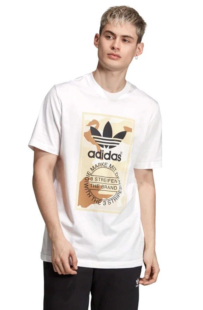 Camiseta Adidas Label Camuflagem Branca/Bege - NewSkull