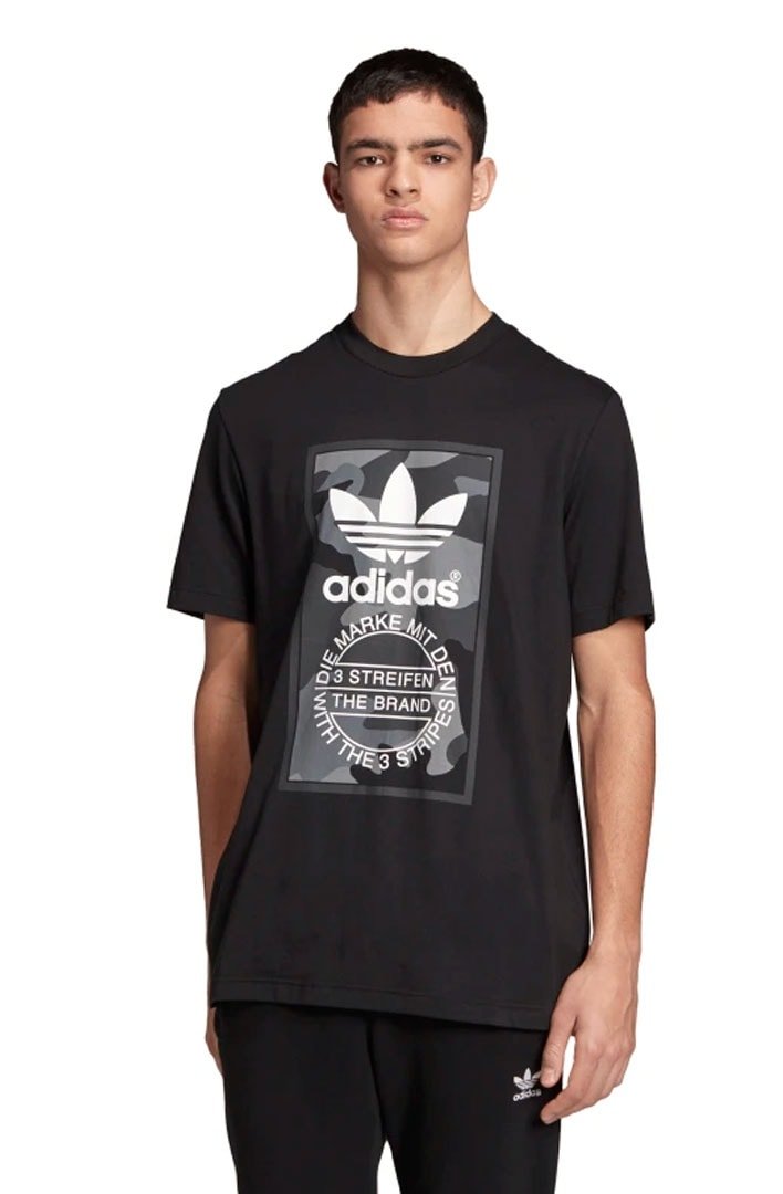 Camiseta Adidas Label Camuflagem Preta/Cinza - NewSkull