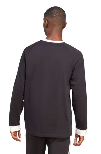 Camiseta Adidas Manga Longa Adicolor Classics 3 - Stripes Preto/Branco - NewSkull