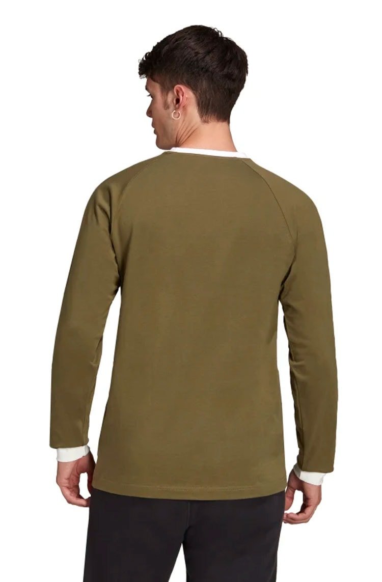 Camiseta Adidas Manga Longa Adicolor Classics 3 - Stripes Verde/Branca - NewSkull