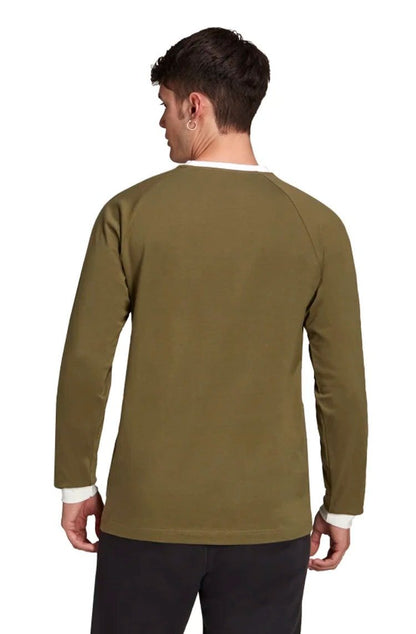 Camiseta Adidas Manga Longa Adicolor Classics 3 - Stripes Verde/Branca - NewSkull