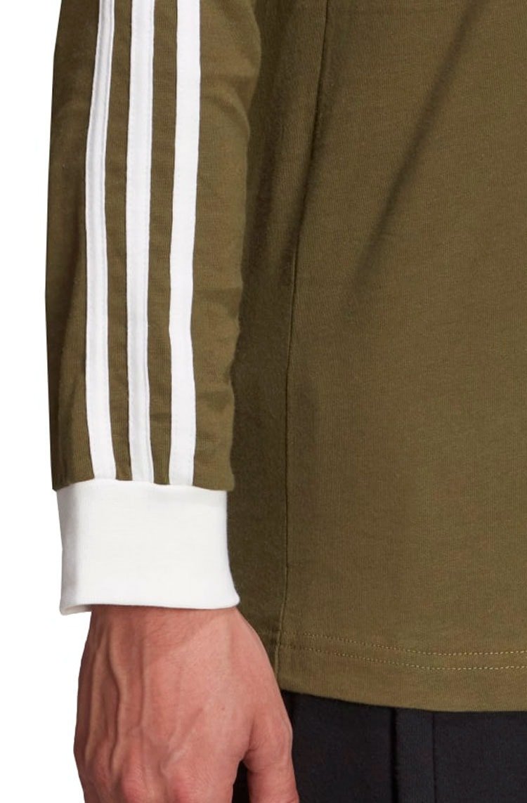 Camiseta Adidas Manga Longa Adicolor Classics 3 - Stripes Verde/Branca - NewSkull