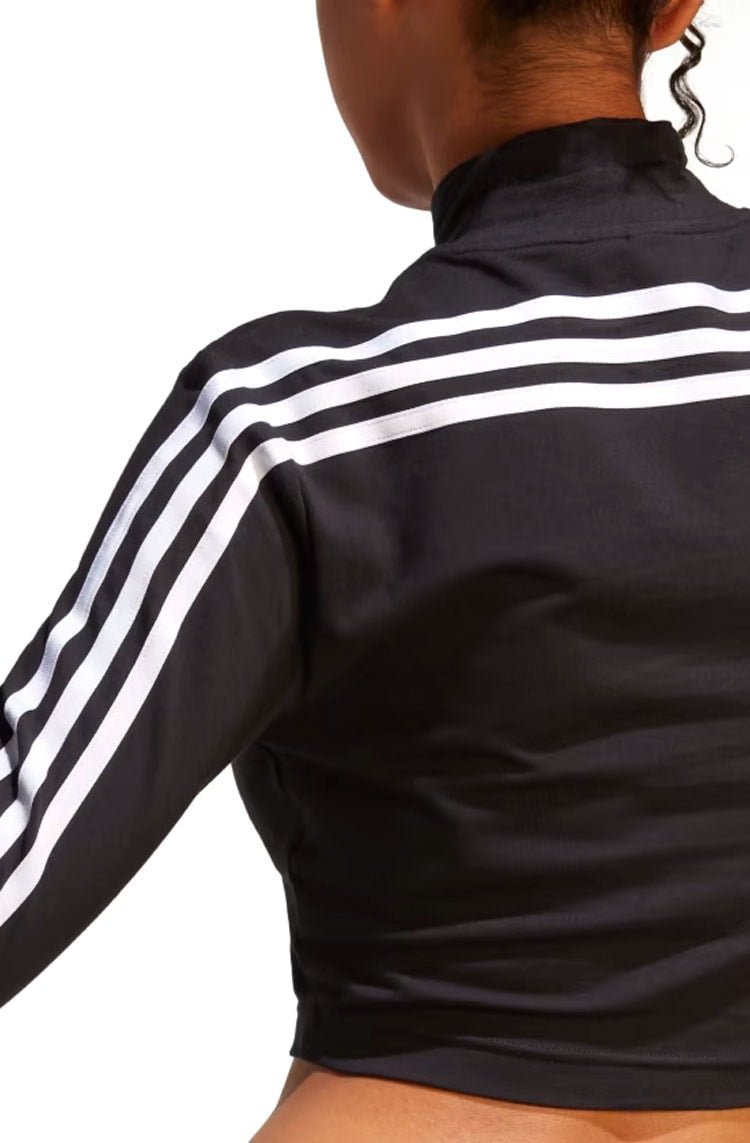 Camiseta Adidas Manga Longa Cropped Gola Mock Future Icons 3 - stripes Preto/Branco - NewSkull