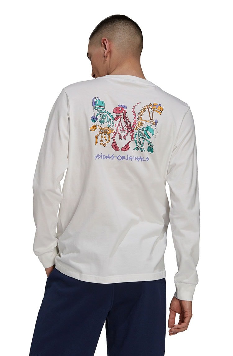 Camiseta Adidas Manga Longa Funny Dino Branca/Rosa - NewSkull