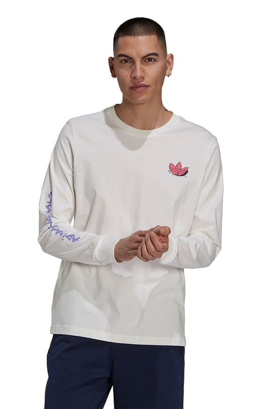 Camiseta Adidas Manga Longa Funny Dino Branca/Rosa - NewSkull