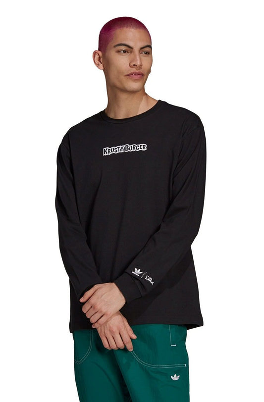 Camiseta Adidas Manga Longa The Simpsons Krusty Burger Long Sleeve Preta/Vermelha - NewSkull