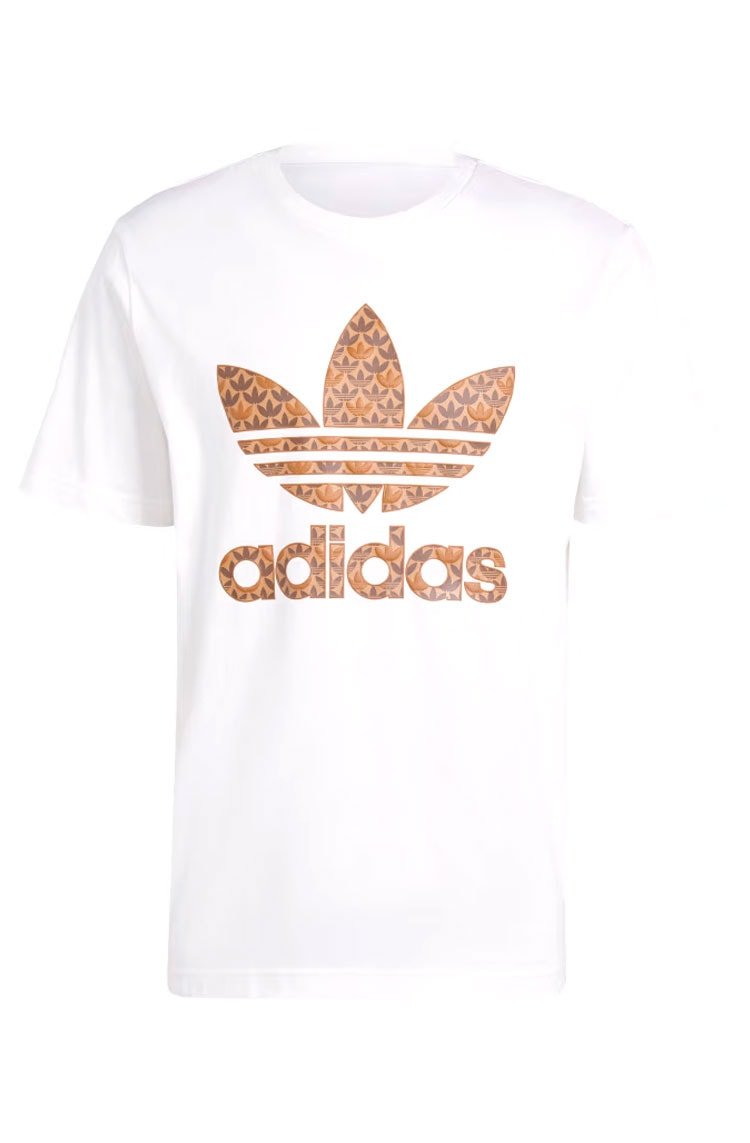 Camiseta Adidas Monograma Classic Branco/Marrom - NewSkull
