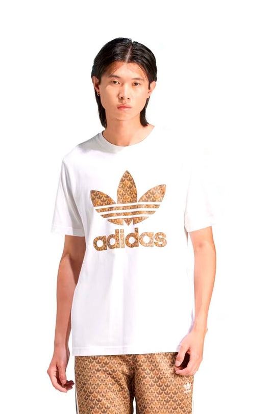 Camiseta Adidas Monograma Classic Branco/Marrom - NewSkull