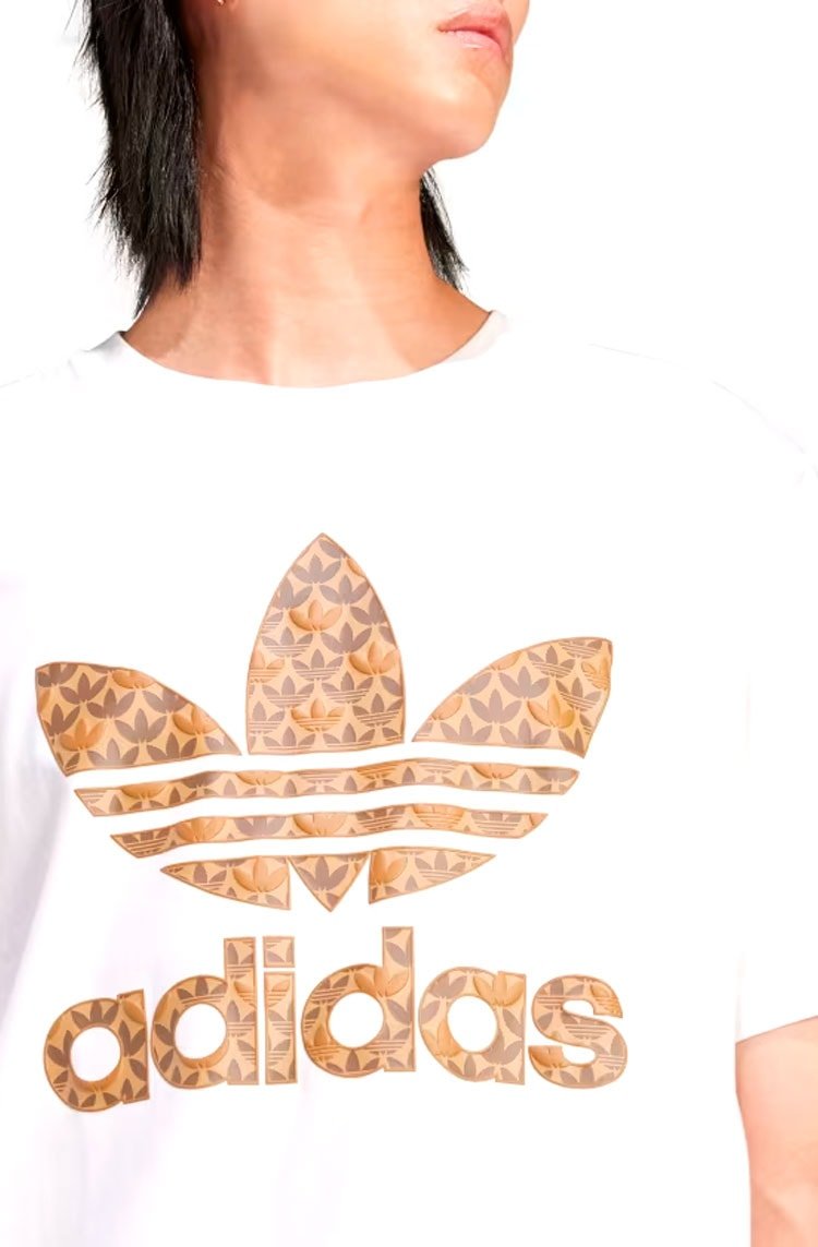 Camiseta Adidas Monograma Classic Branco/Marrom - NewSkull