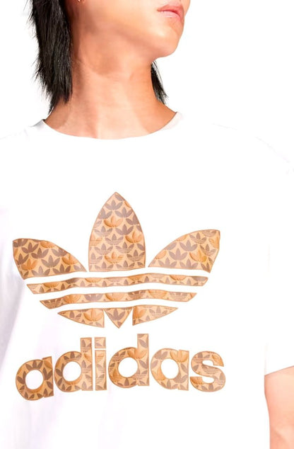 Camiseta Adidas Monograma Classic Branco/Marrom - NewSkull