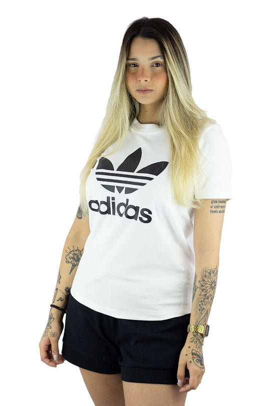 Camiseta ADIDAS Originals Trefoil Feminino Branca/Preta - NewSkull