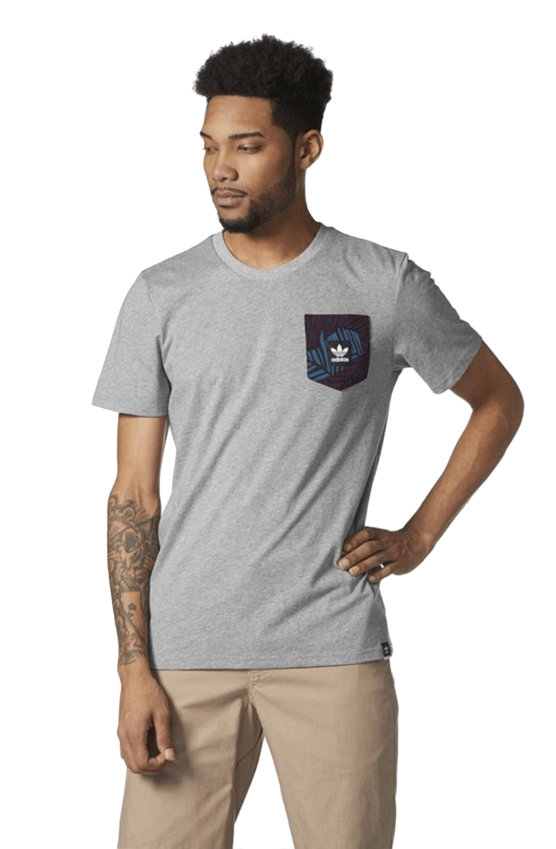 Camiseta Adidas Palm Pocket Cinza - NewSkull