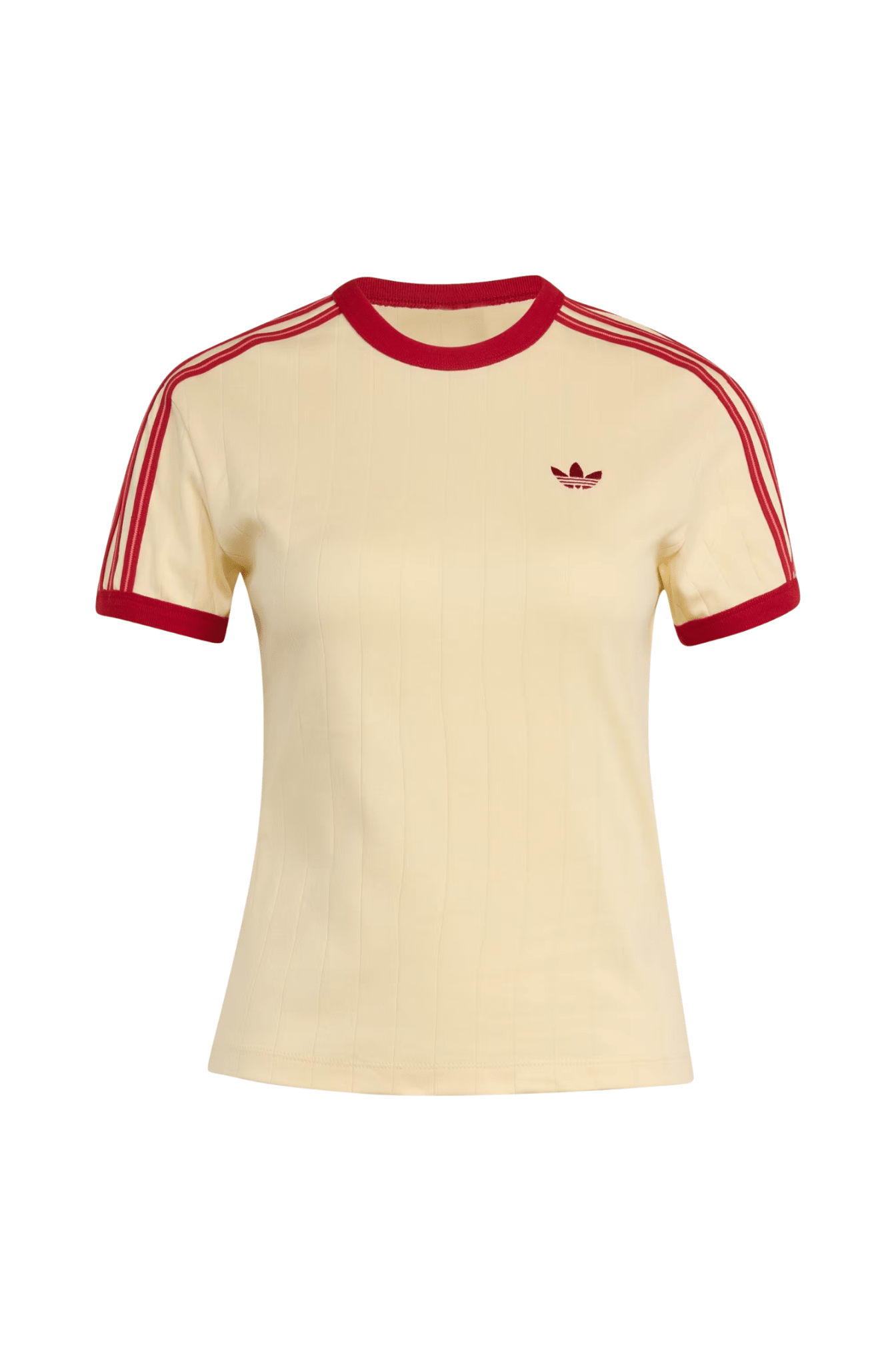 Camiseta Adidas Pinstripe Slim Bege/Vermelho - NewSkull