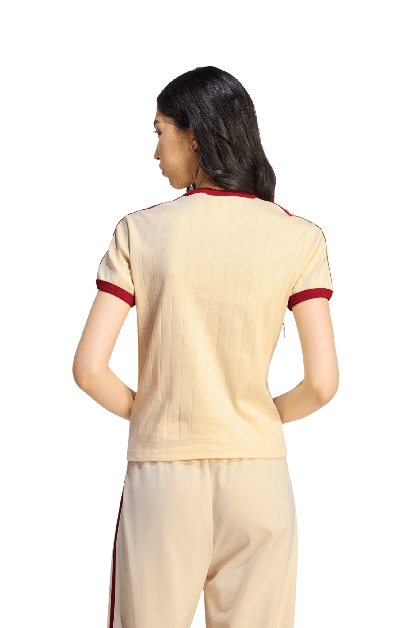 Camiseta Adidas Pinstripe Slim Bege/Vermelho - NewSkull