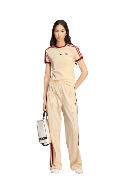 Camiseta Adidas Pinstripe Slim Bege/Vermelho - NewSkull