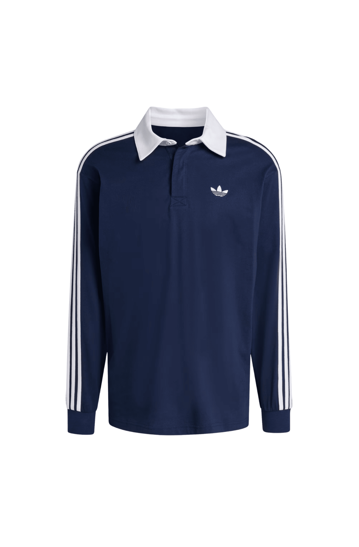 Camiseta Adidas Polo ML Rugby 3-stripes Azul Marinho/Branco - NewSkull