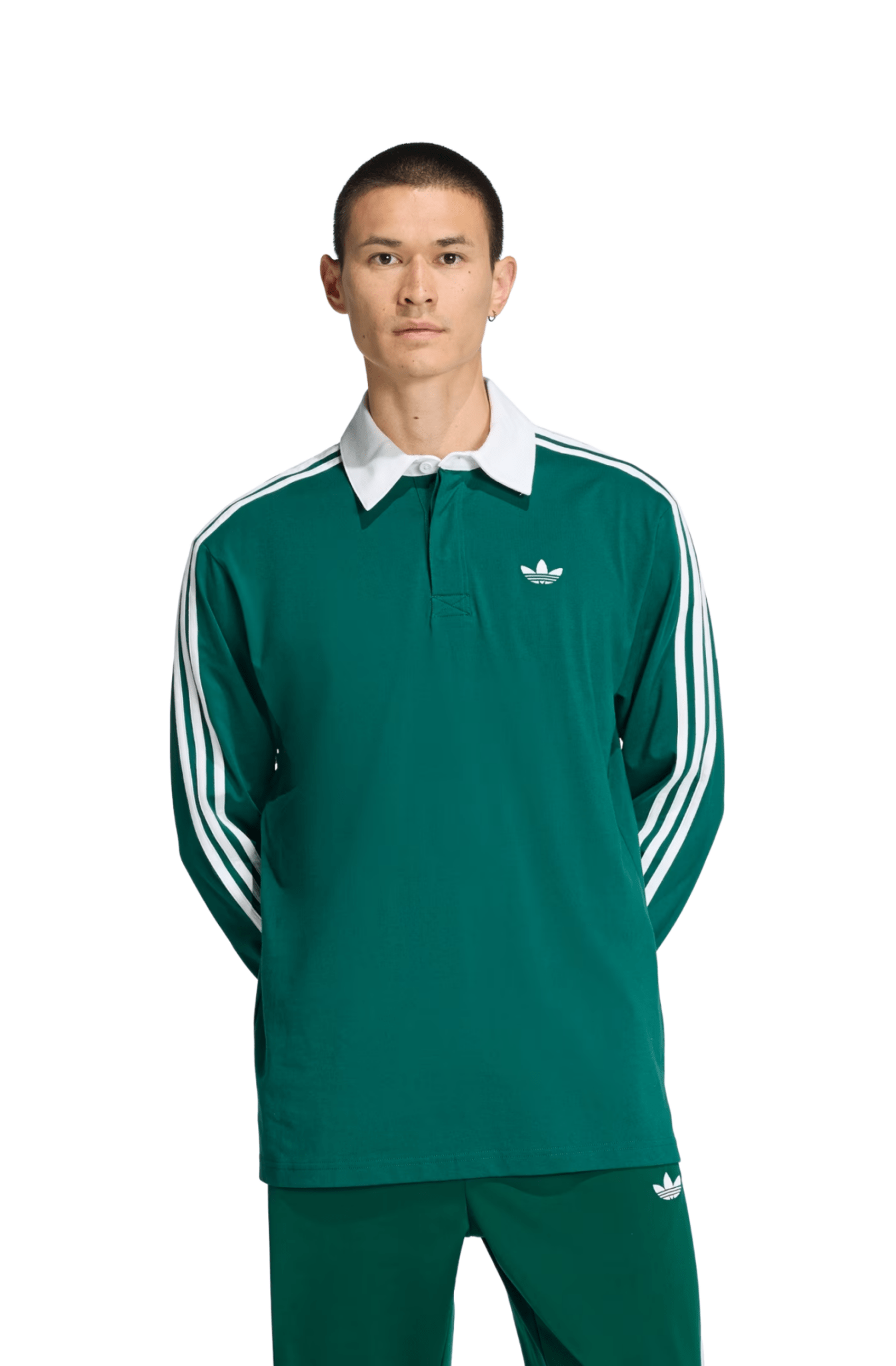 Camiseta Adidas Polo ML Rugby 3-stripes Verde/Branco - NewSkull