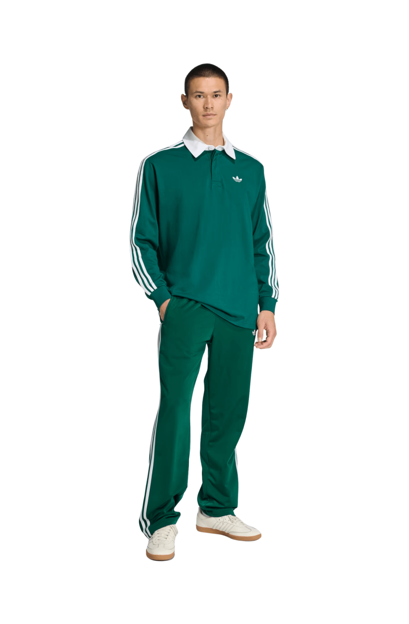 Camiseta Adidas Polo ML Rugby 3-stripes Verde/Branco - NewSkull