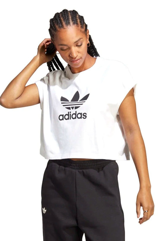 Camiseta Adidas Short Adicolor Classics Trefoil Branco/Preto - NewSkull