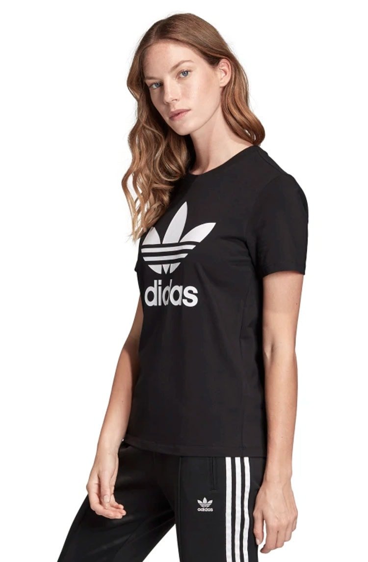 Camiseta ADIDAS Trefoil Feminina Preto/Branco - NewSkull