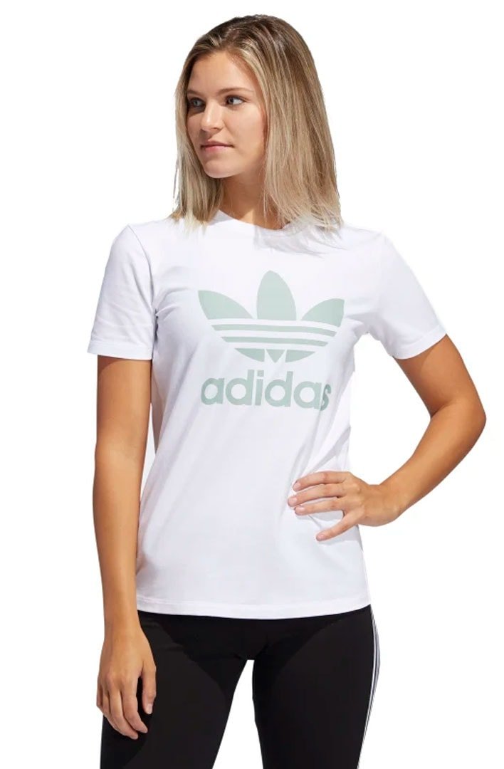 Camiseta ADIDAS Trefoil Feminino Branca/Verde - NewSkull