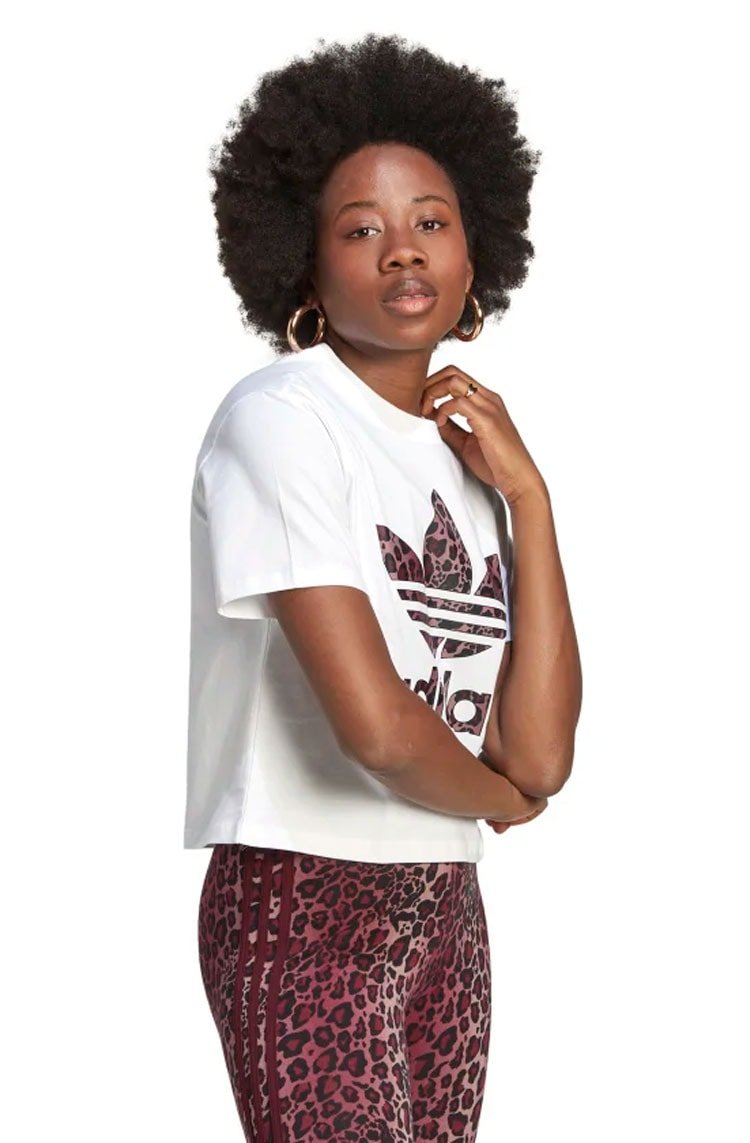Camiseta Adidas Trefoil Logo Branco/Leopardo - NewSkull