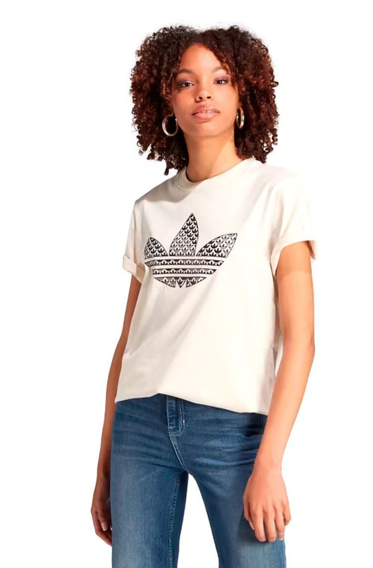 Camiseta Adidas Trefoil Monogram Infill Bege - NewSkull