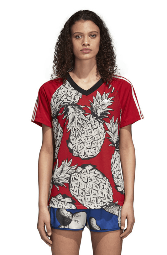 CAMISETA ADIDAS X FARM 3 STRIPES FEMININA VERMELHA - NewSkull