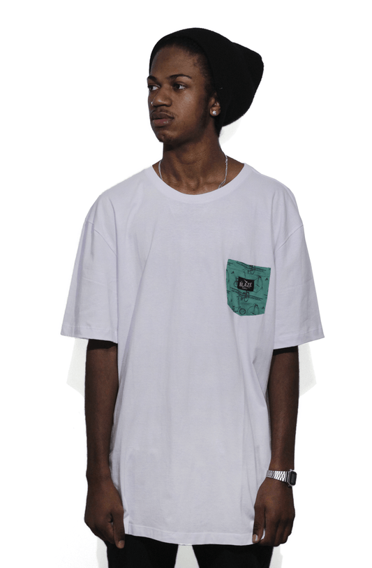 Camiseta Blaze Supply Pocket Bike Pattern Branca - NewSkull