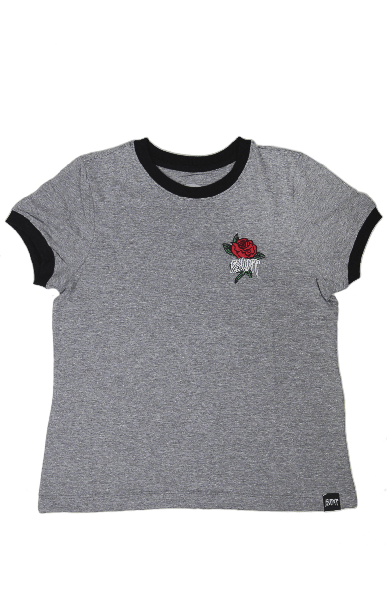 Camiseta Blunt Flower Embroidery Cinza - NewSkull
